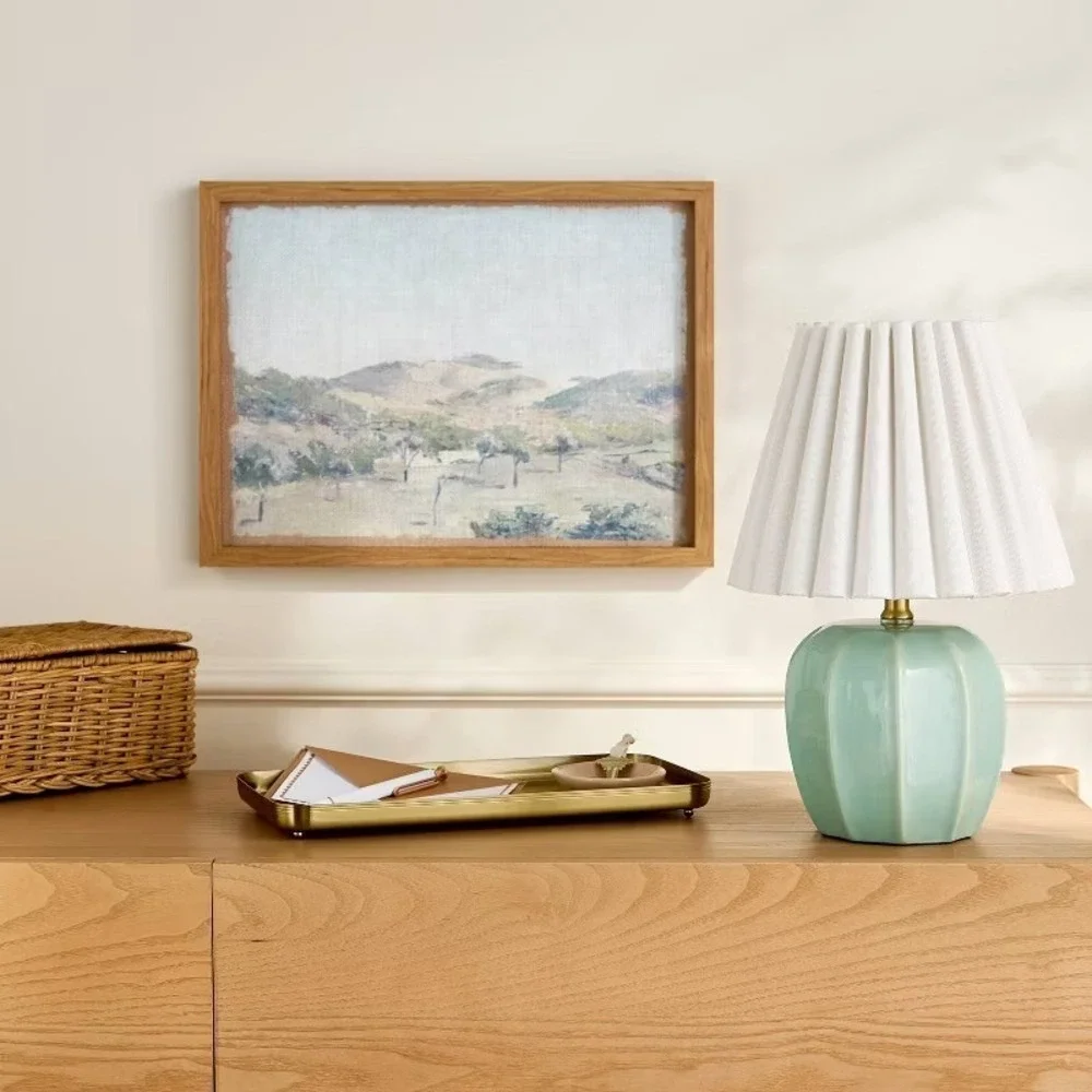 Ceramic Lamp with Scallop Shade Blue/Ivory - Hearth & Hand Magnolia